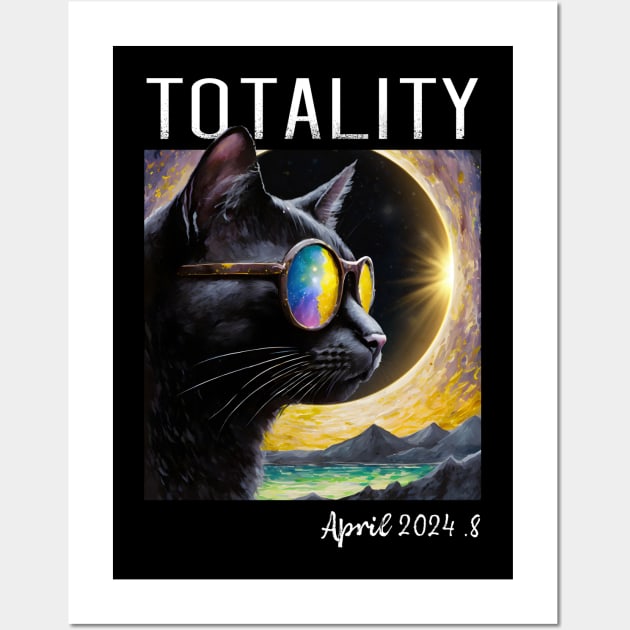 Total Solar Eclipse April 8, 2024 - Cool Cat Wall Art by obodo